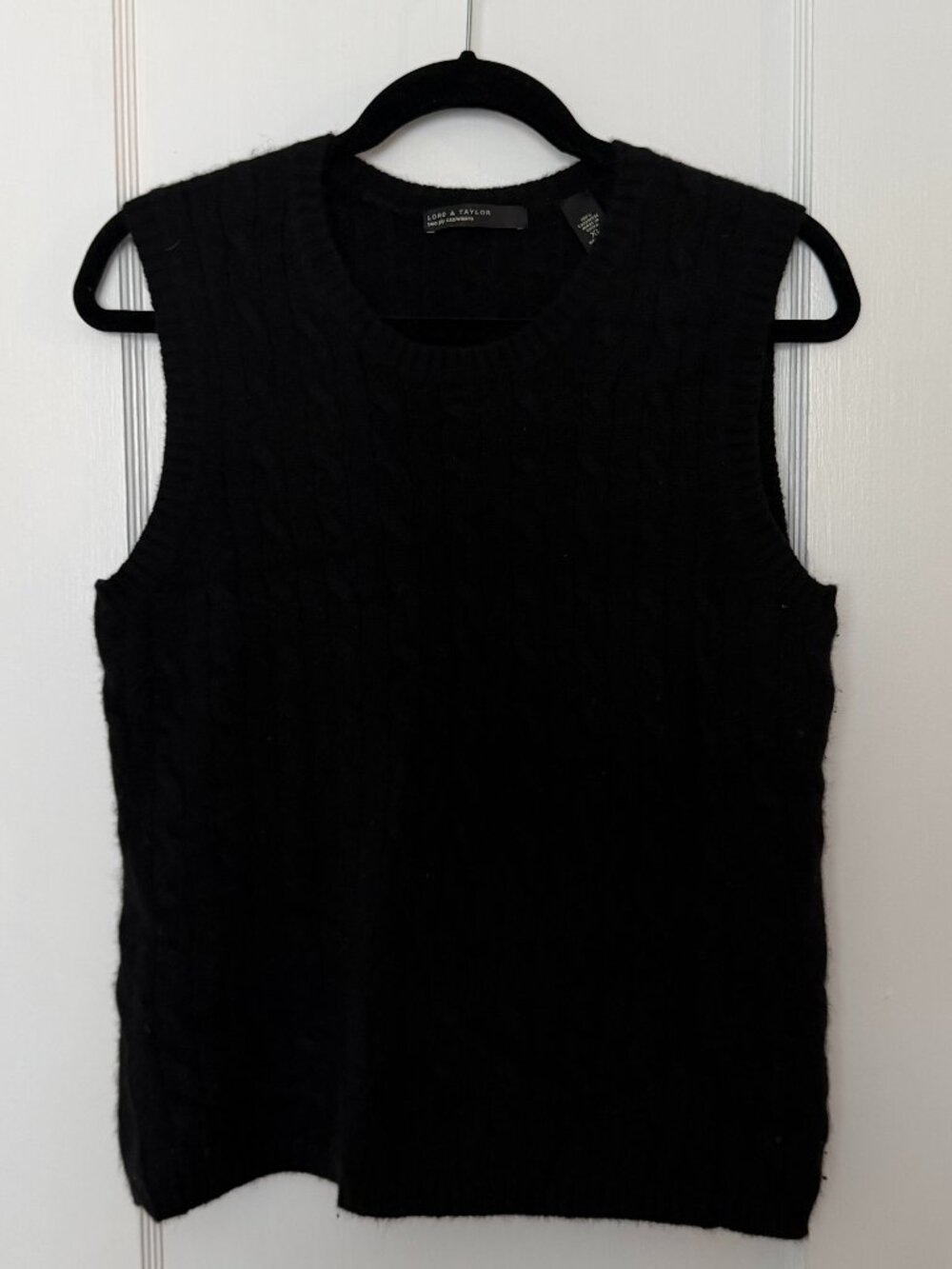 Lord & Taylor 100% Cashmere Black Cable-knit Sweater Vest Size XL